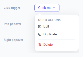 Screenshot of the Popover snippet rendered live