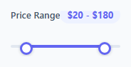 Screenshot of the Price Range Slider snippet rendered live