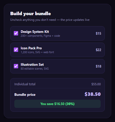 Bundle Savings Card