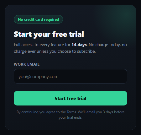 Free Trial Signup Card