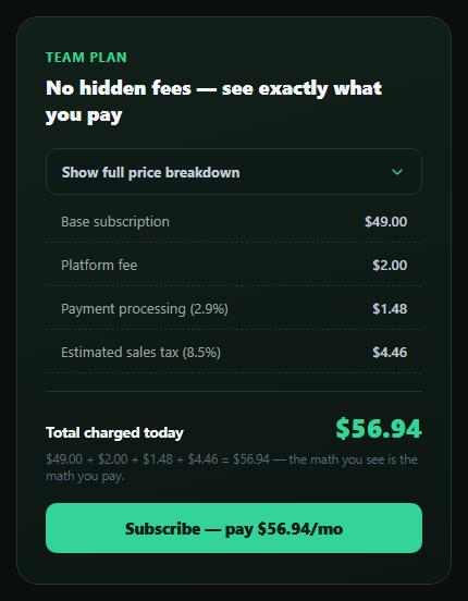 Transparent Fees Breakdown
