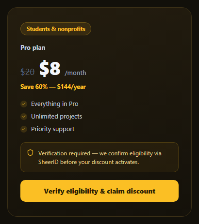 Student & Nonprofit Discount Card