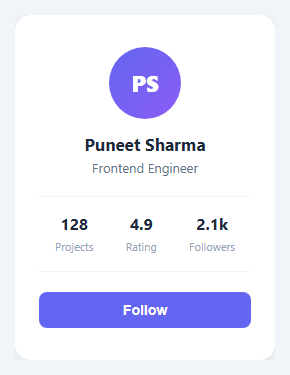 Screenshot of the Profile Card snippet rendered live