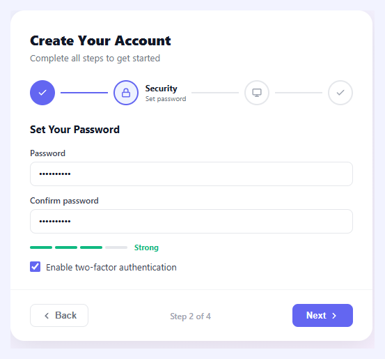 Screenshot of the Multi-Step Progress Wizard snippet rendered live