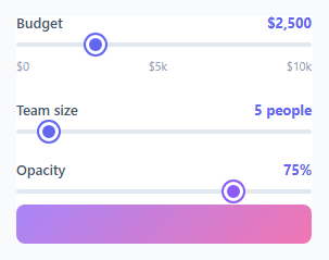 Screenshot of the Range Slider snippet rendered live