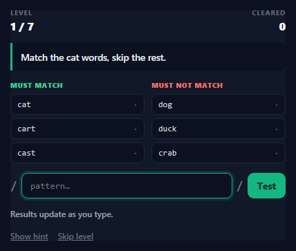 Regex Match Game