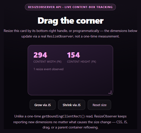 ResizeObserver Live Card