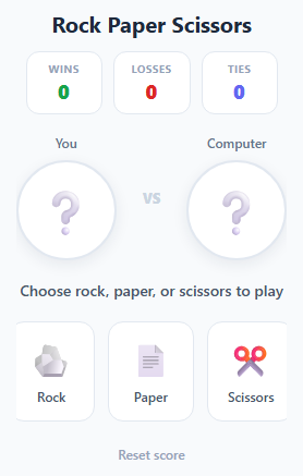 Rock Paper Scissors vs Computer