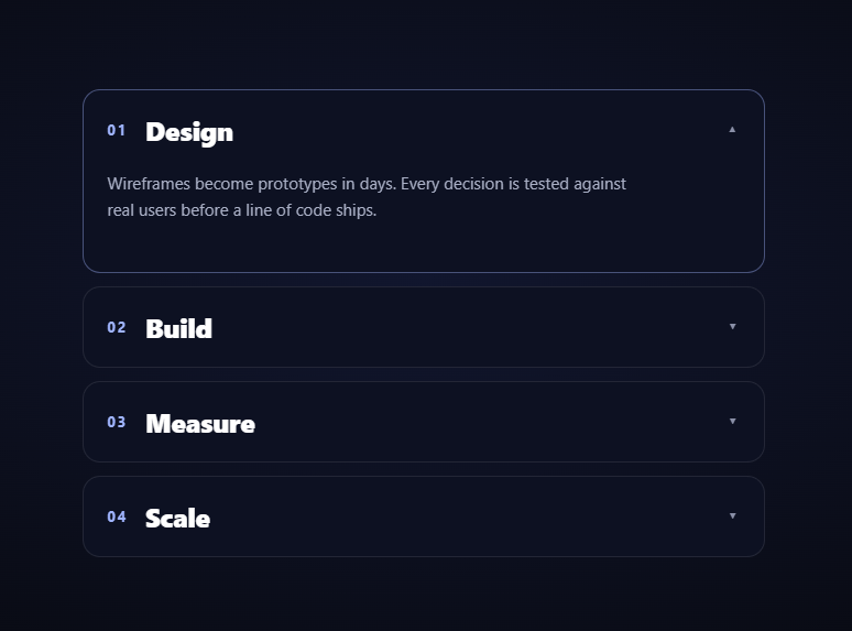 Screenshot of the Scroll Accordion snippet rendered live