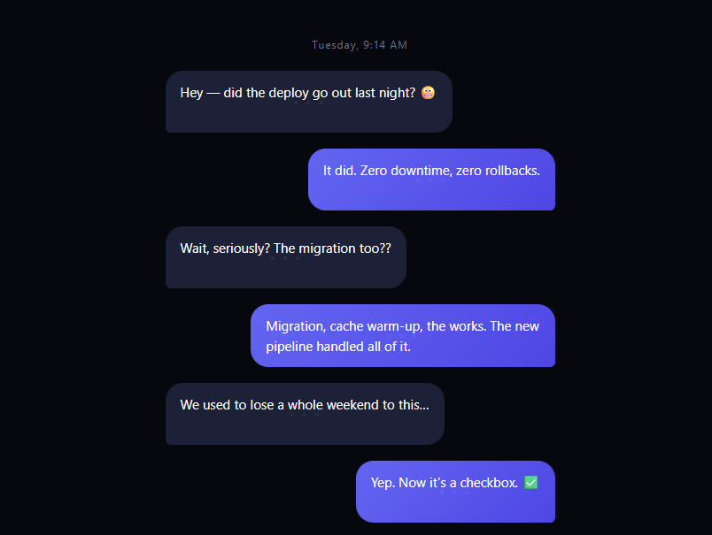 Screenshot of the Scroll Chat Story snippet rendered live