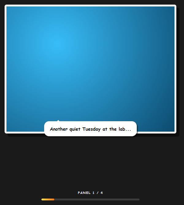 Screenshot of the Scroll Comic Panel Sequence snippet rendered live