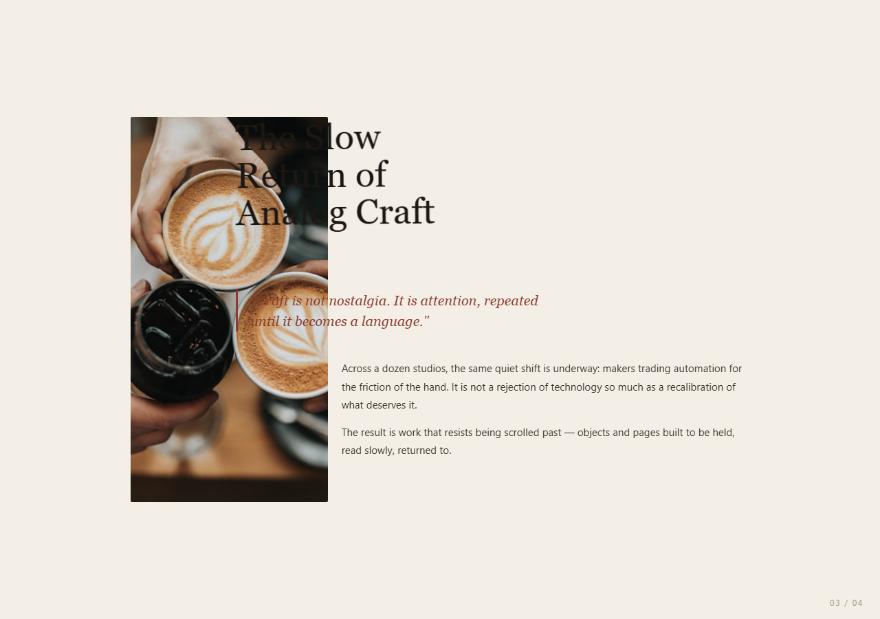 Screenshot of the Scroll Magazine Layout Shift snippet rendered live