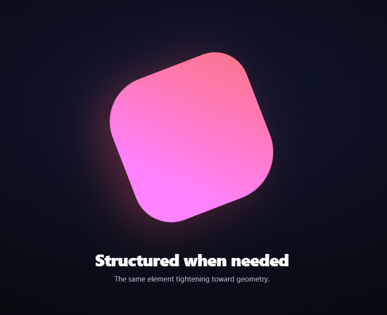 Screenshot of the Scroll Shape Morph snippet rendered live