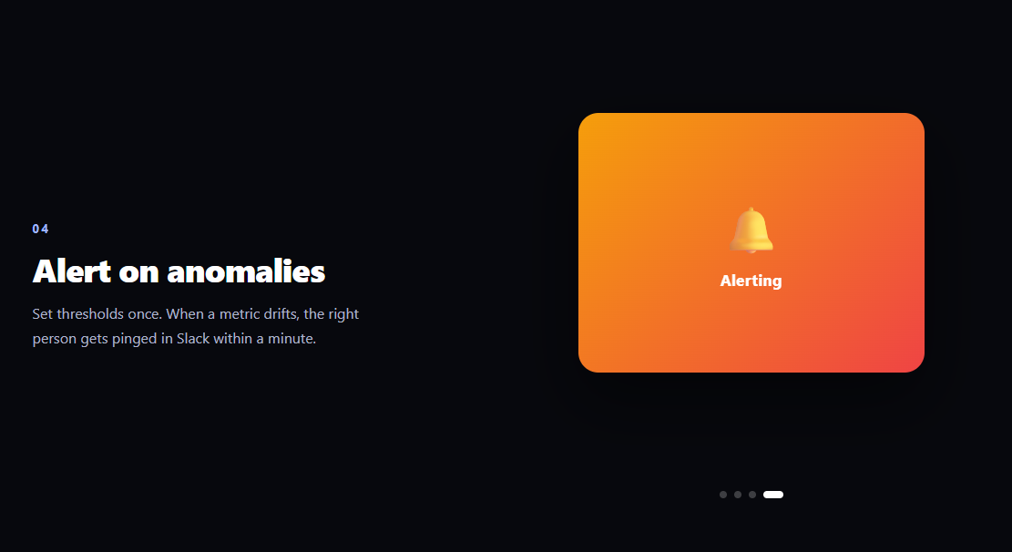 Screenshot of the Sticky Scroll Features snippet rendered live