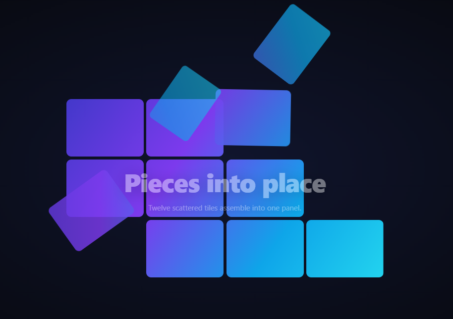 Screenshot of the Scroll Tile Assemble snippet rendered live