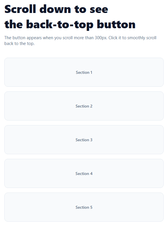Screenshot of the Scroll to Top snippet rendered live