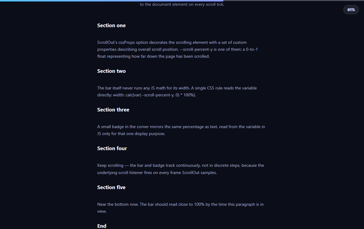 ScrollOut Scroll Progress Bar