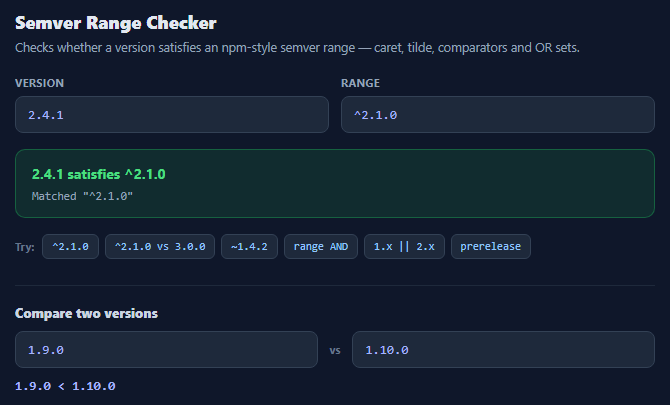 Semver Range Checker