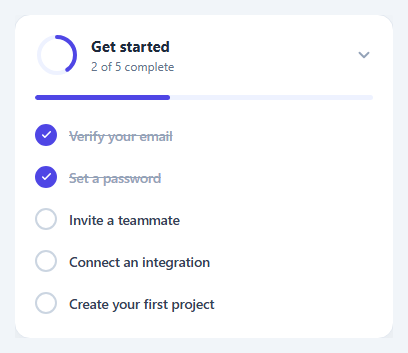 Setup Checklist Onboarding Widget