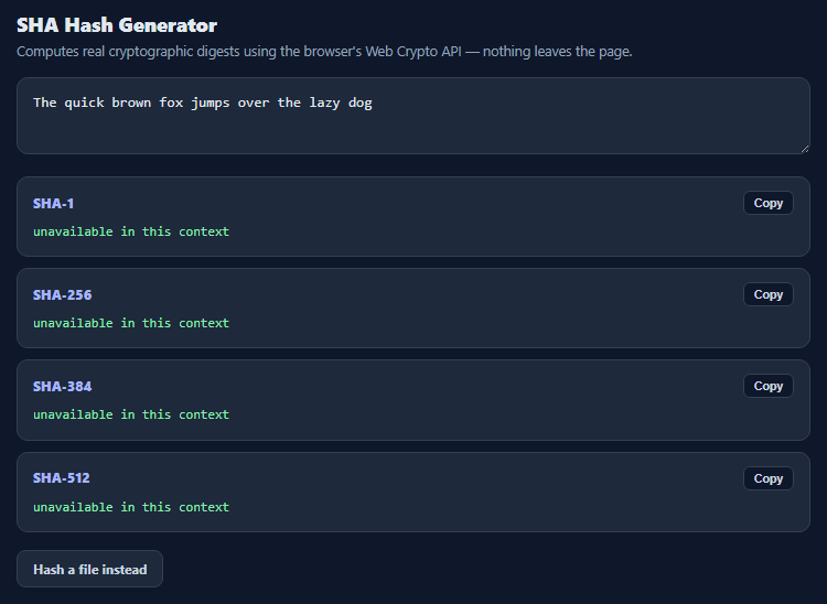 SHA Hash Generator