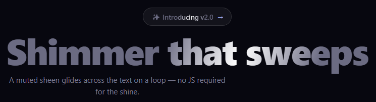 Screenshot of the Shiny Text snippet rendered live