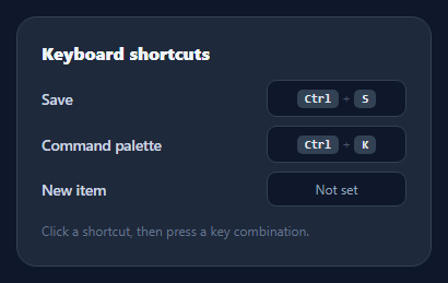 Screenshot of the Shortcut Recorder snippet rendered live