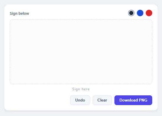Screenshot of the Signature Pad snippet rendered live