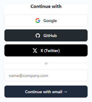 Screenshot of the Social Login Buttons snippet rendered live