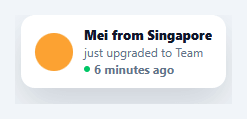 Screenshot of the Social Proof Popup snippet rendered live
