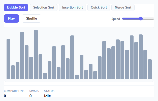 Screenshot of the Sorting Algorithm Visualizer snippet rendered live