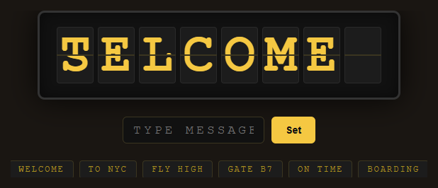 Screenshot of the Split Flap Display snippet rendered live