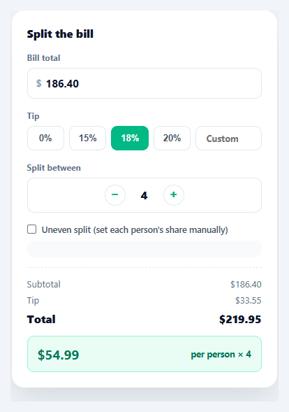 Split Payment Calculator