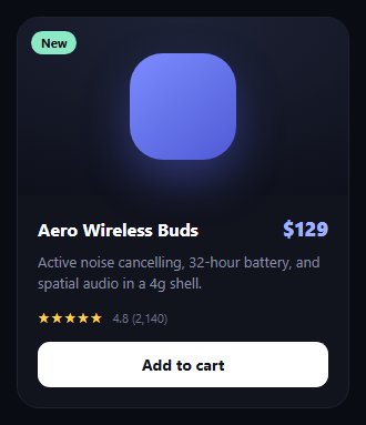 Screenshot of the Spotlight Product Card snippet rendered live