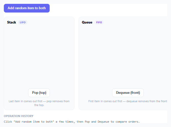 Stack vs Queue Visualizer