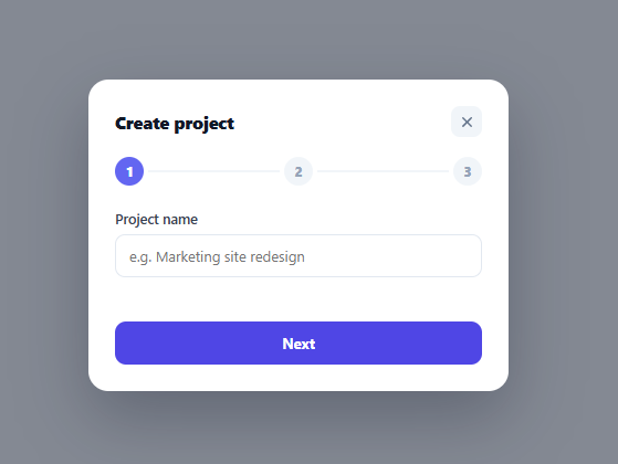 Multi-Step Wizard Modal with Per-Step Validation Gating