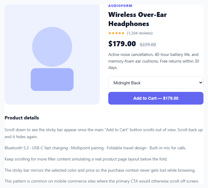 Sticky Add to Cart Bar