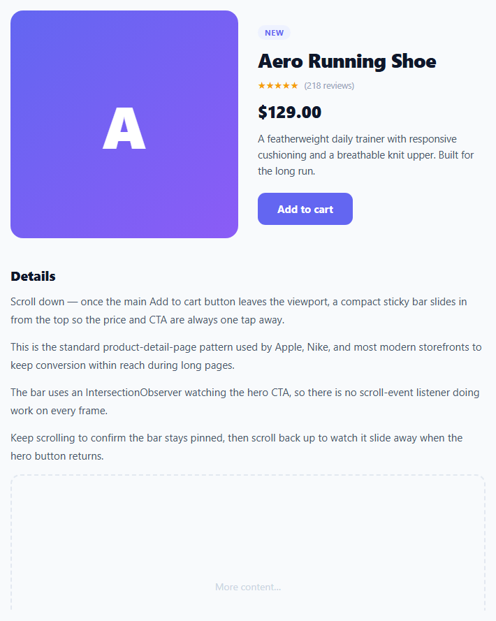 Sticky Product Bar