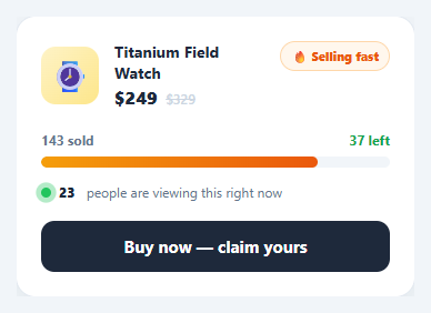 Screenshot of the Stock Urgency Bar snippet rendered live