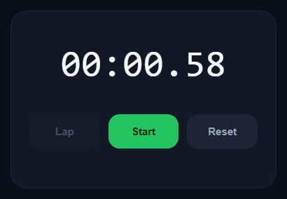 Screenshot of the Stopwatch snippet rendered live