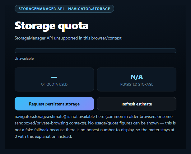 Screenshot of the Storage Quota Meter snippet rendered live