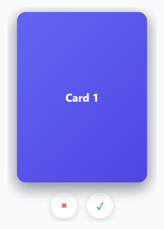 Screenshot of the Swipeable Cards Stack snippet rendered live