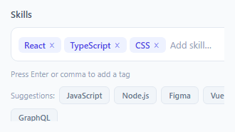 Screenshot of the Tag / Chip Input snippet rendered live