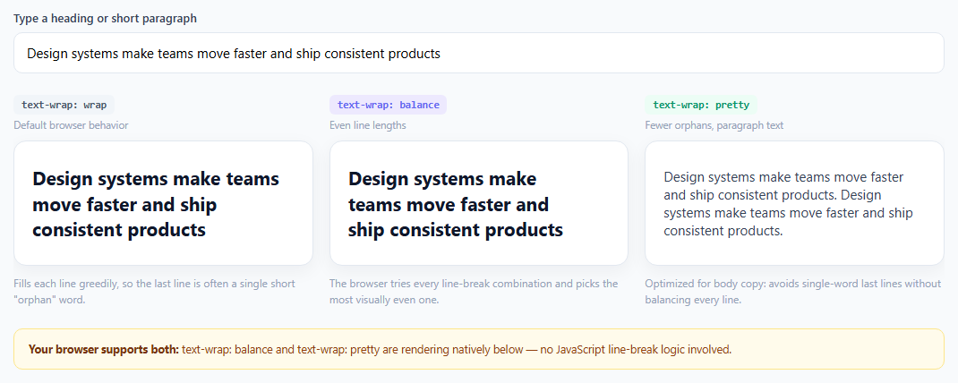 CSS text-wrap: balance Demo