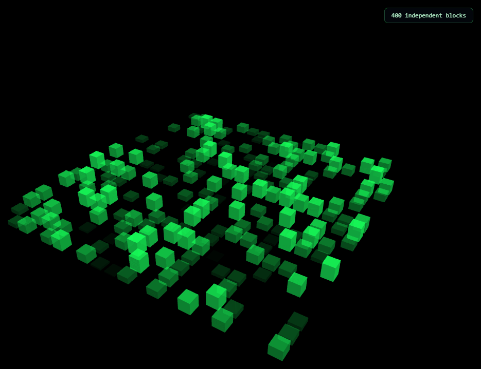 Screenshot of the Three.js Digital Grid Pulse snippet rendered live