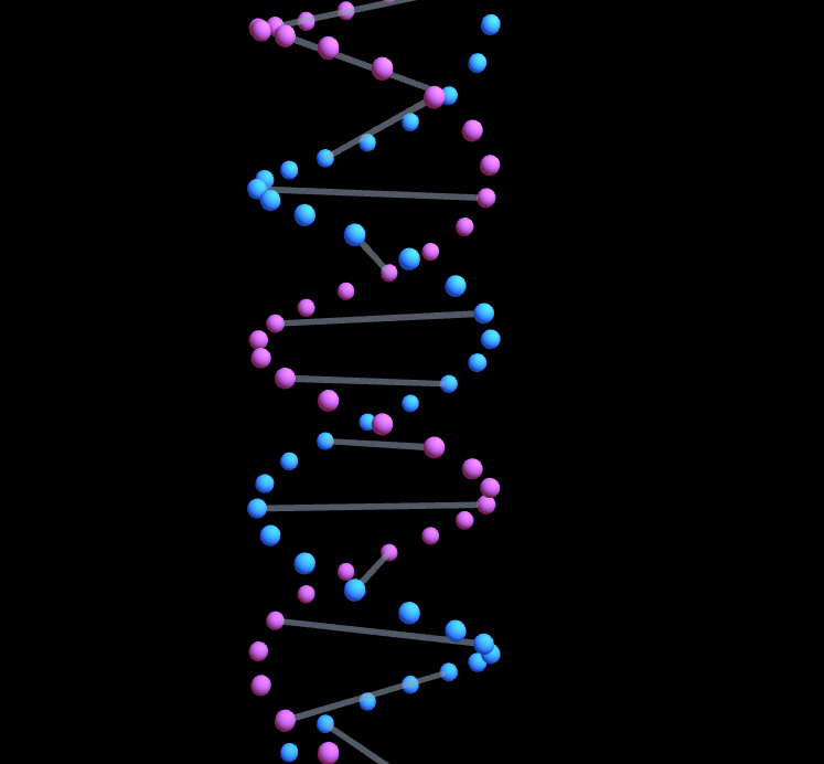 Screenshot of the Three.js DNA Helix snippet rendered live