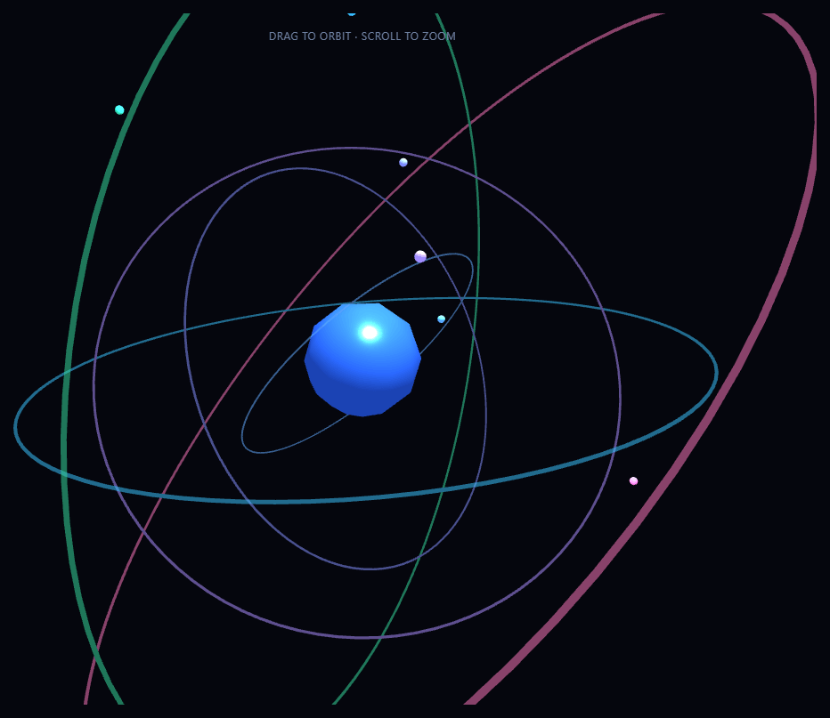 Screenshot of the Three.js Orbit Rings snippet rendered live