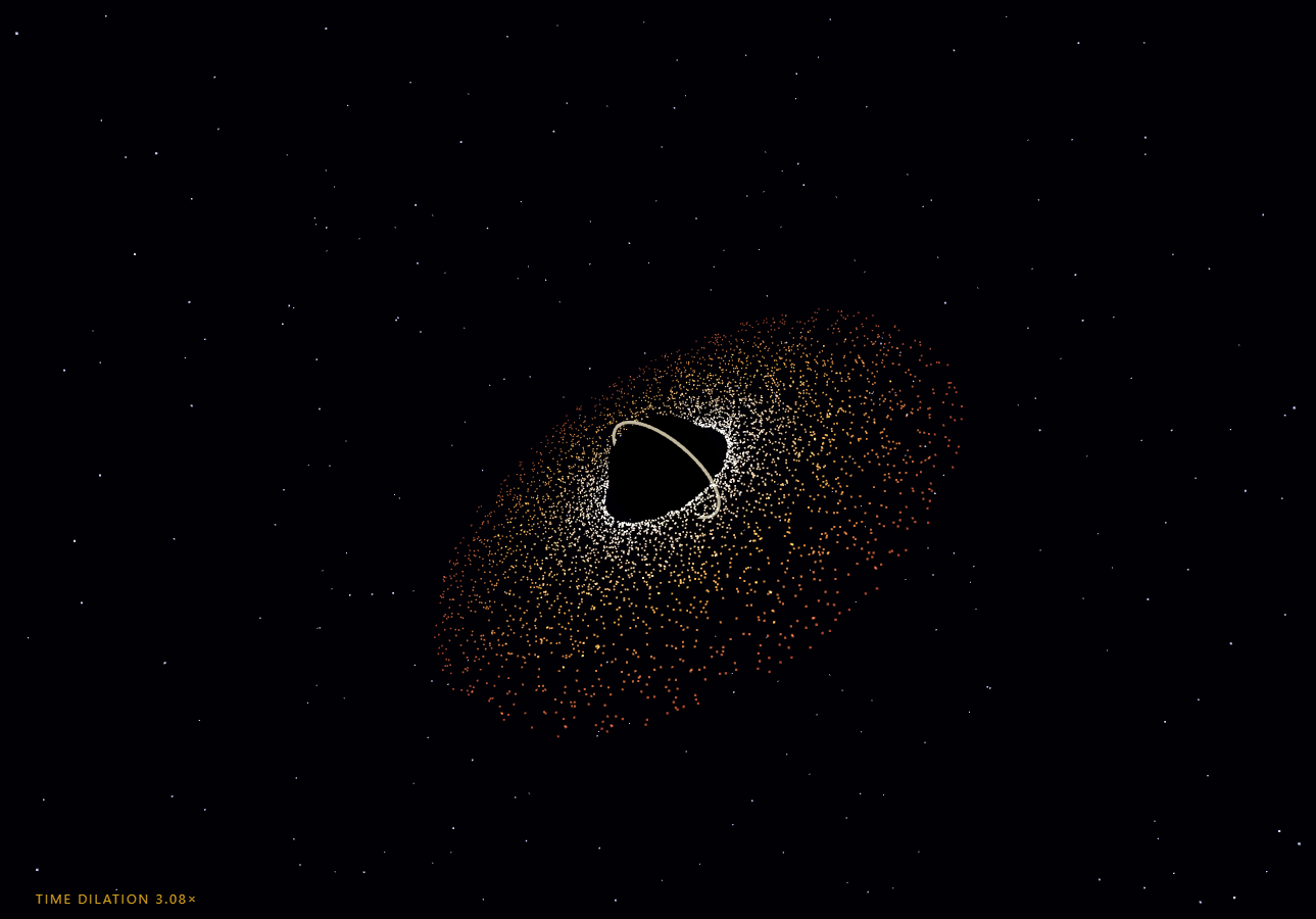 Screenshot of the Three.js Scroll Black Hole Approach snippet rendered live