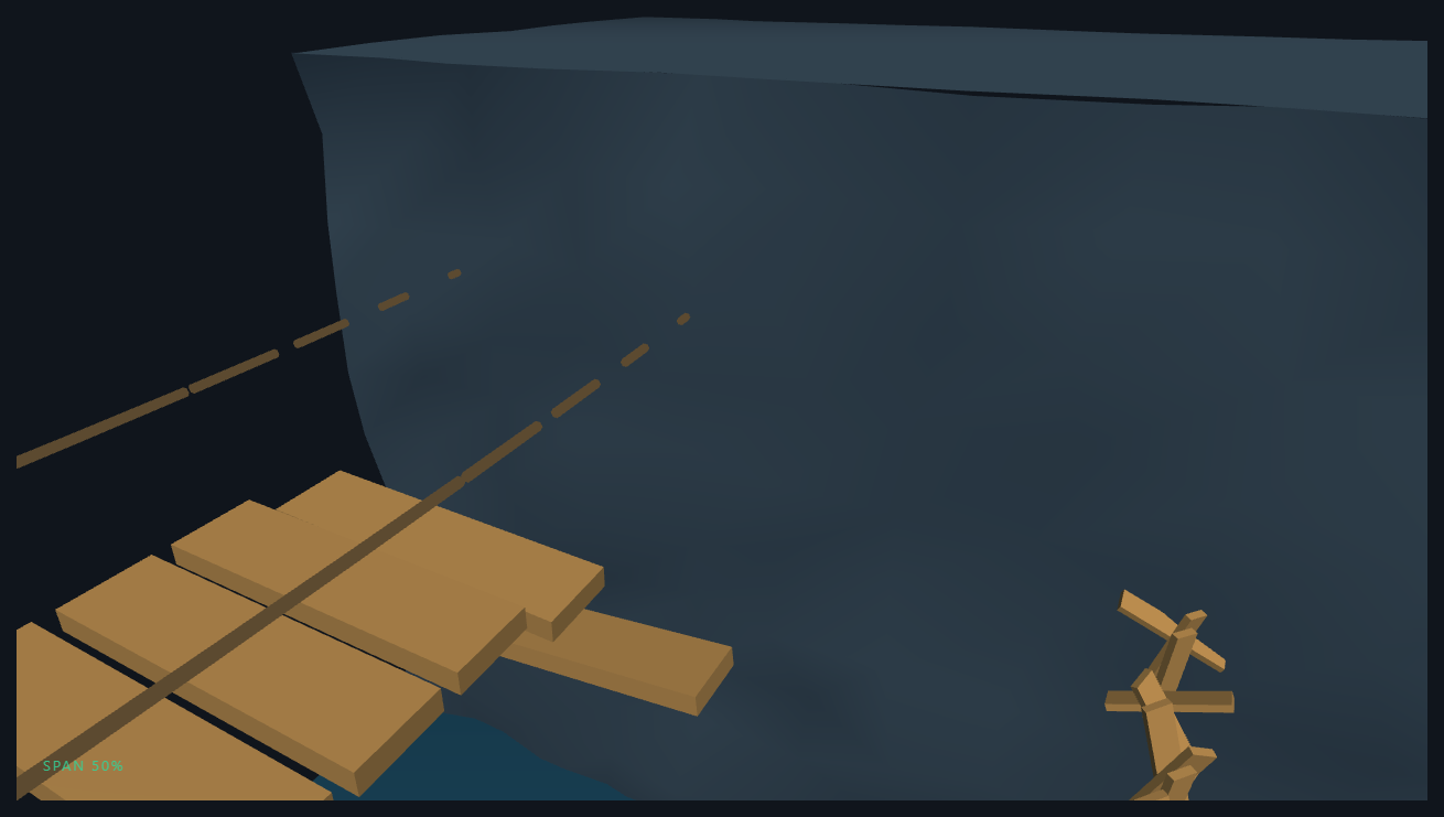 Screenshot of the Three.js Scroll Bridge Build Crossing snippet rendered live