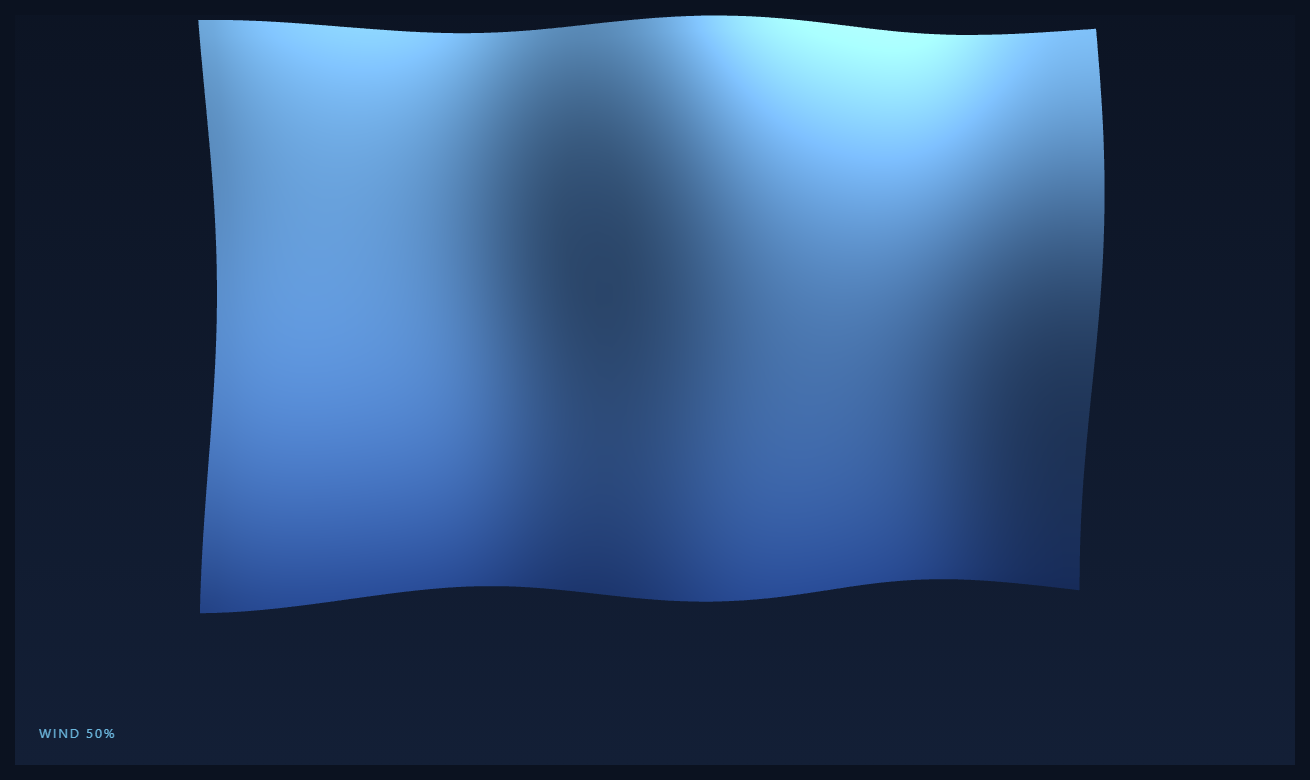 Screenshot of the Three.js Scroll Fabric Ripple snippet rendered live