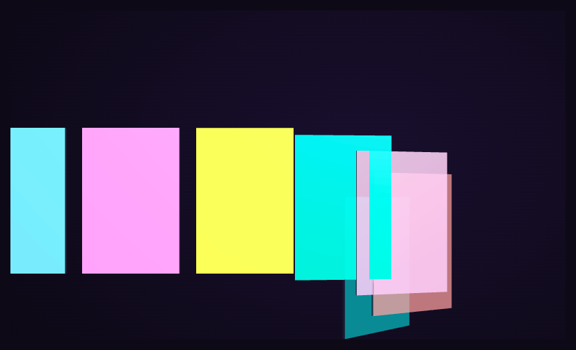 Screenshot of the Three.js Scroll Fold Cards snippet rendered live